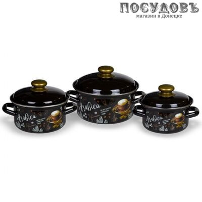 КМК Арабика-1 набор посуды, сталь эмалированная, коричневый, 6 пр.