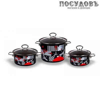 КМК Микадо-5-1-Элит набор посуды, сталь эмалированная, коричневый, 6 пр.