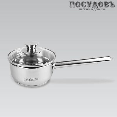 Maestro MR-3510-14S ковш с крышкой 1,0 л, сталь нержавеющая, Ø140 мм, 2 пр.