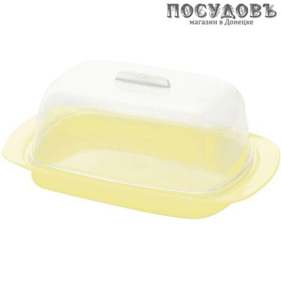Plast Team NP1450ВН-42 масленка с крышкой, цвет желтый, 170×115×70 мм, полистирол