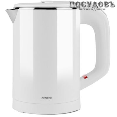 Centek CT-0006 электрочайник, 1100 Вт, 600 мл, двойной нержавейка/пластик, цвет белый