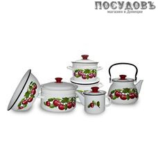 КМК Вишневый сад-СА-1-Н набор посуды, сталь эмалированная, 11 пр.