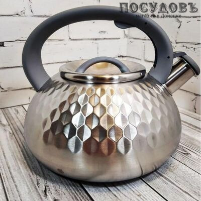 Maestro MR-1309-GREY чайник со свистком, 3,0 л, сталь нержавеющая