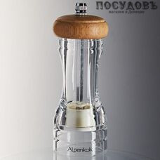 Alpenkok AK-7125K мельница для специй, Ø50×135 мм, материал прозрачный акрил, деревянная крышка, керамические жернова, в упаковке 1 шт