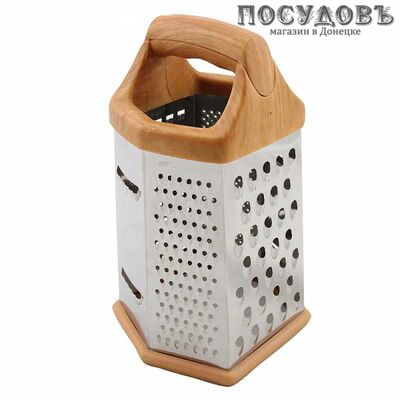 Webber ВЕ-052 терка 6-ти гранная, (сталь нержавеющая), ручка пластик под дерево, в комплекте силиконовая подкладка, Россия, 1 шт