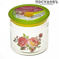 Alpenkok Пионы AK-9703 банка для хранения с вакуумной крышкой, 800 мл, стекло жаропрочное