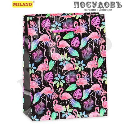 Dream cards Яркие фламинго ПП-4759 пакет подарочный ML-220×310×100 мм, бумага, глянцевая ламинация