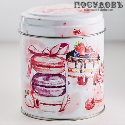 РФЖУ Десерт 080-01369 банка для хранения с крышкой,Ø99×110 мм, 800 мл, жесть, Россия 2 пр.