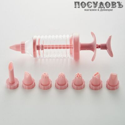 Webber BE-0232 шприц кондитерский с 8 насадками пластик, 200×55 мм, на блистере 9 пр.