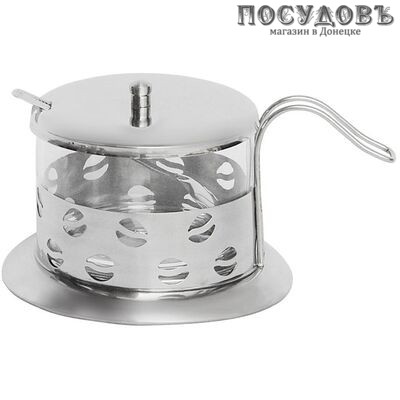 Webber ВЕ-0033 сахарница с крышкой и ложкой, 250 мл, сталь нержавеющая