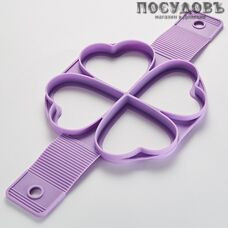 Webber Сердце BE-4486S сиреневый, круглая форма для яичницы, 4 формочек, силикон, 350×160×15 мм 1 шт.