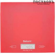Saturn KS7810 весы кухонные-платформа, 10×200×180 мм, до 5,0 кг, цвет красный, гарантия 1 год