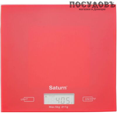 Saturn KS7810 весы кухонные-платформа, 10×200×180 мм, до 5,0 кг, цвет красный, гарантия 1 год
