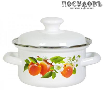 КМК 42304-072/6 кастрюля с крышкой цилиндрическая ободковая, белый, сталь эмалированная, 1,0 л