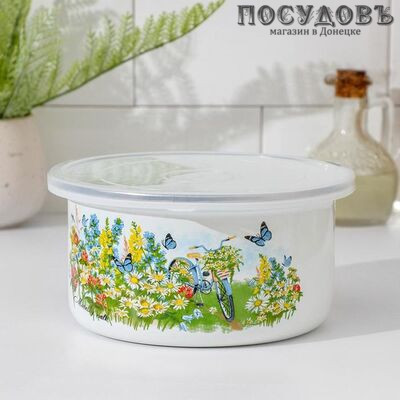 КМК 42404-532/4.03 салатник с крышкой, сталь эмалированная, 1,9 л, Ø210 мм, белый
