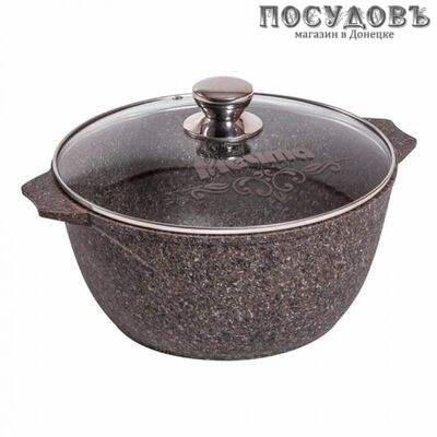 Мечта Premium Mokko 48902 кастрюля с крышкой 8,0 л, алюминий литой, гранитное покрытие Greblon 4 слоя