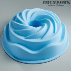 Alpenkok Спиралевидная АК-6207S голубой, круглая форма для выпечки, силикон, Ø220×80 мм