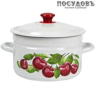 КМК Вишневый сад 41804-162/6-У4 кастрюля с крышкой 5,0 л, сталь эмалированная, цвет белый