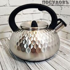 Maestro MR-1309-BLACK чайник со свистком, 3,0 л, сталь нержавеющая