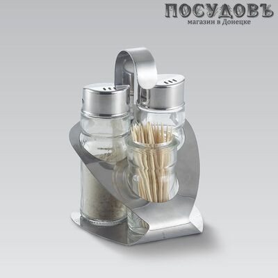 Maestro MR-1611A набор для специй, стекло, сталь нержавеющая, в упаковке 4 пр.