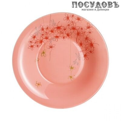 Luminarc Ipomea Blush P3056 тарелка глубокая, стекло упрочненное, цвет розовый с рисунком, Ø215 мм, Франция 1 шт.
