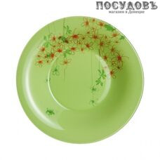 Luminarc Ipomea Vert P3053 тарелка глубокая, стекло упрочненное, цвет зеленый с рисунком, Ø215 мм, Франция 1 шт.