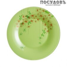 Luminarc Ipomea Vert P3051 тарелка обеденная, стекло упрочненное, цвет зеленый с рисунком, Ø250 мм, Франция 1 шт.