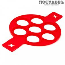 Webber Круги BE-4487S круглая форма для яичницы и оладьев, 7 формочек, силикон, 370×230×10 мм, цвет красный