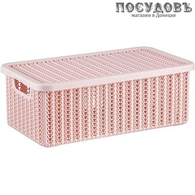 М-пластика Вязание М 2370 коробка с крышкой, полипропилен, 350×195×125 мм, 6,0 л, цвет чайная роза