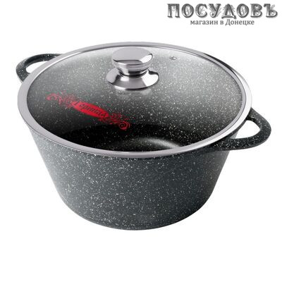 Горница Гранит к2633аг кастрюля с крышкой 4,0 л, Ø260 мм, алюминий литой, гранитное покрытие Pfluon 3 слоя