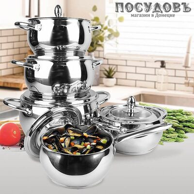 Maestro MR-3509-10 набор посуды, сталь нержавеющая, 10 пр.