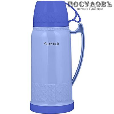 Alpenkok AK-18021S термос, колба стеклянная 1800 мл, корпус синий полипропиленовый без покрытия
