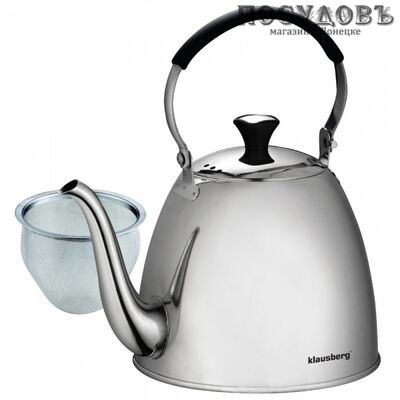 Klausberg KB-7456 чайник заварочный с фильтром, сталь нержавеющая, 1000 мл, цвет сатин