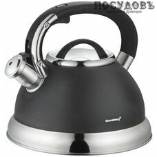 Klausberg KB-7285 чайник со свистком, 2,8 л, сталь нержавеющая, цвет: темно-серый