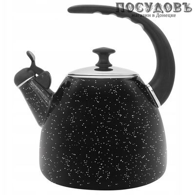 Klausberg KB-7459 чайник со свистком, 2,8 л, сталь нержавеющая, цвет: черный мрамор