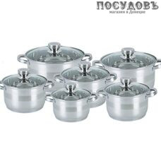 KING Hoff KH-4486 набор посуды, 6 кастрюль с крышками, сталь нержавеющая, 12 пр.