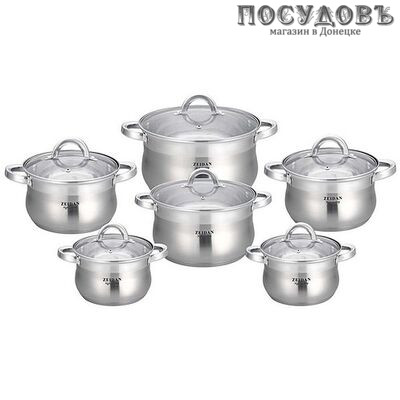 ZEIDAN Z-51204 набор 6 кастрюль с крышками, сталь нержавеющая, 12 пр.