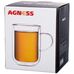 Agness 250-101 кружка с двойной стенкой прозрачная, стекло термостойкое, 240 мл, в подарочной упаковке 1 шт.