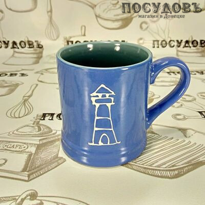 Lefard 153-838 кружка синяя с рисунком, фарфор, 350 мл 1 шт.