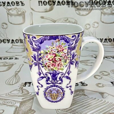 Lefard 264-718 кружка подарочная белая с рисунком и узором, фарфор, 600 мл, в подарочной упаковке 1 шт.