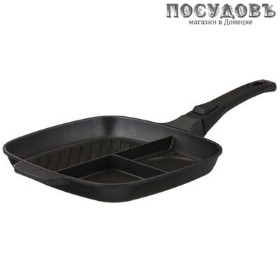 Agness 932-002 сковорода с тремя секциями, алюминий литой, антипригарное покрытие