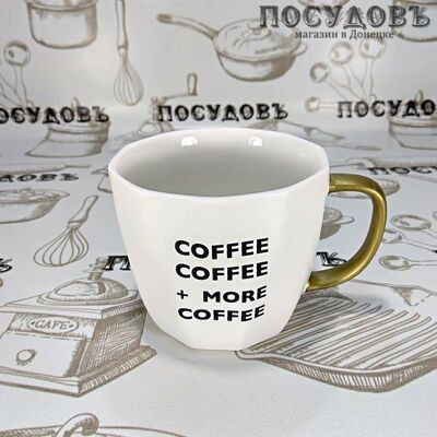 Lefard 260-369 кружка белая с надписью Coffe, фарфор, 450 мл 1 шт.