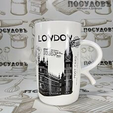 Lefard 495-1003 кружка подарочная белая с рисунком и надписью London, фарфор, 600 мл, в подарочной упаковке 1 шт.