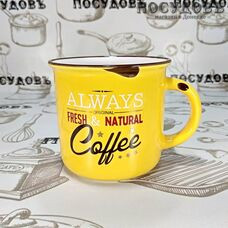 Lefard 260-450 кружка желтая с надписью Coffe, фарфор, 400 мл 1 шт.