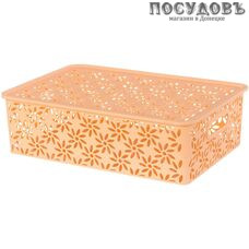 Violet Ромашка 4610030793528 корзина с крышкой, полипропилен, 350×245×105 мм, 7,5 л, цвет персиковый