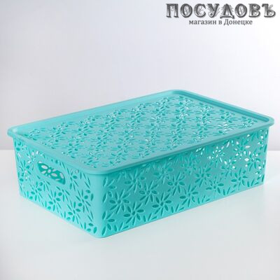 Violet Ромашка 4610030793535 контейнер с крышкой, полипропилен, 245×350×105 мм, 7,5 л, цвет тиффани