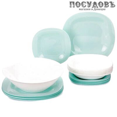 Luminarc Carine Light Turquoise and White P7627 сервиз столовый стекло упрочненное 19 пр.