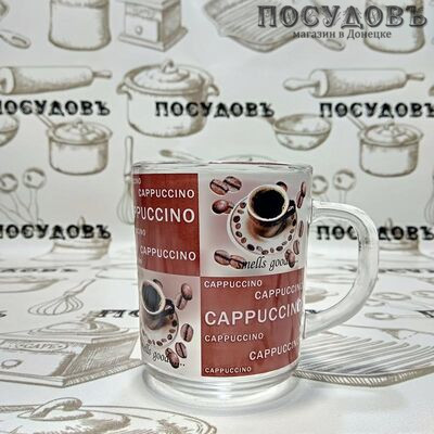 КНР 65691-4 кружка, прозрачная с рисунком, 230 мл, стекло термостойкое 1 шт