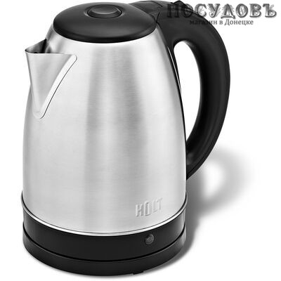 HOLT HT-KT-019 электрочайник, 2200 Вт, 1 700 мл, сталь нержавеющая, цвет черный, гарантия 1 год