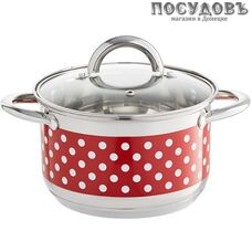 Webber BE-177/2 кастрюля с крышкой красный с белым, сталь нержавеющая, 4 л, Ø200×125 мм, 2 пр.